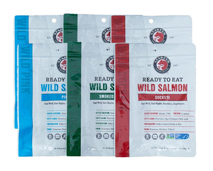 SeaBear - Ready-to-Eat Wild Alaskan Salmon Variety - 3.5 oz - 6 Pack