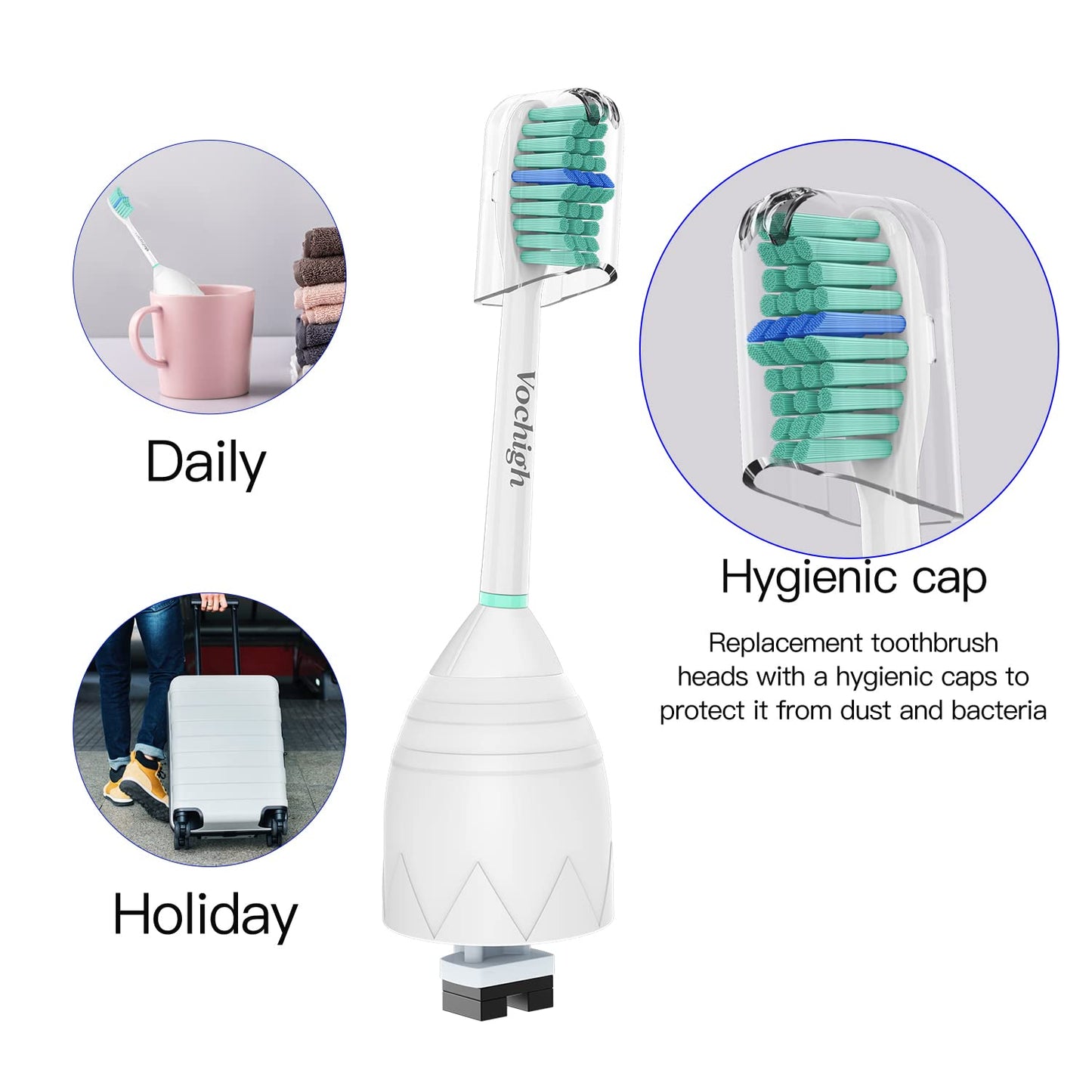 Vochigh Replacement Toothbrush Heads Compatible With Philips-Sonicare: Fits E-Series Hx7022 Cleancare & Xtreme Screw-On Electric