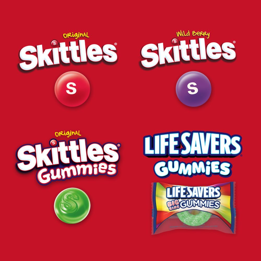 SKITTLES Original, SKITTLES Wild Berry, SKITTLES Gummies & LIFE SAVERS Gummies Nut Free Individually Wrapped Trick or Treat Hall