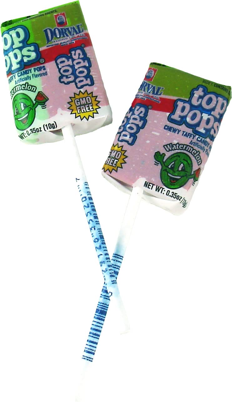 Top Pops Chewy Taffy Pops, Watermelon, 16.9 Ounce