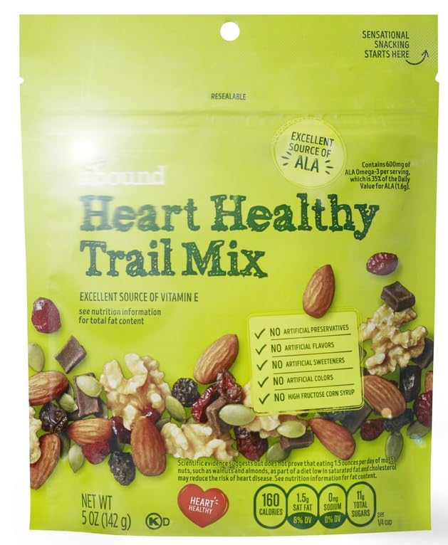 Generic Abound Heart Healthy Trail Mix - Raisins, Cranberries, Walnuts, Almonds, Pepitas, Chocolate Chips - 5 Ounce Pack