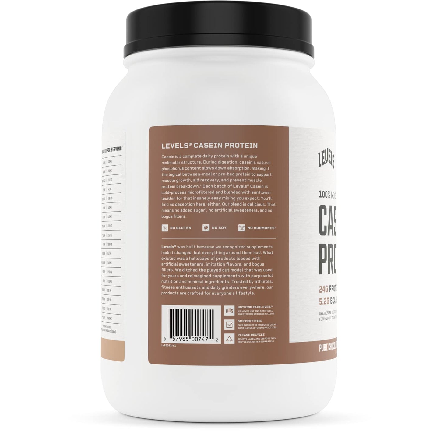 Levels 100% Micellar Casein Protein    Free  Chocolate  2LB