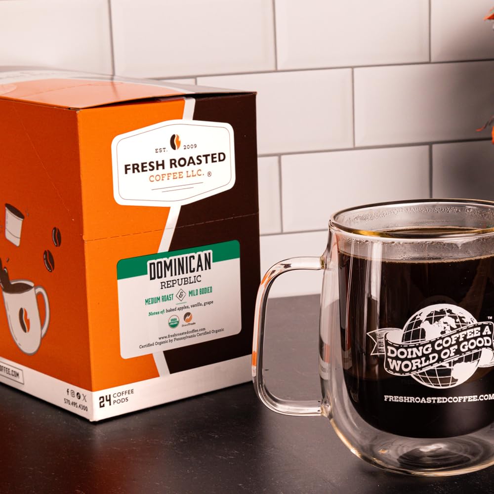 Fresh Roasted Coffee Medium Roast K-Cup Compatible 24 Pods Organic