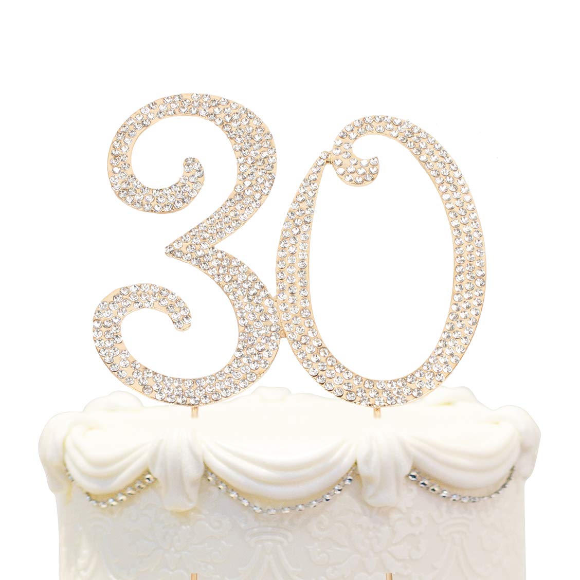 Hatcher lee 30th Birthday Cake Topper - Bling Crystal Gold Decoration, Model HCL-016
