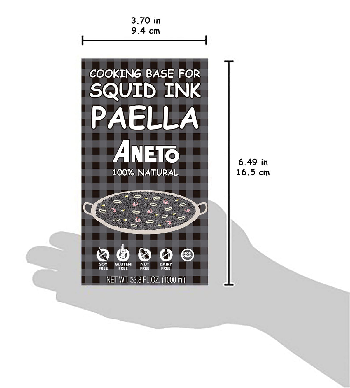 Aneto Squid Ink Paella Cooking Base Broth | 33.83 ounces | 1 Pack | 100% Natural Ingredients |