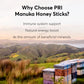 P.R.I Manuka Honey Sticks, Certified Mgo 300+, Raw New Zealand Manuka Honey, Perfect For On-The-Go, 20Ct