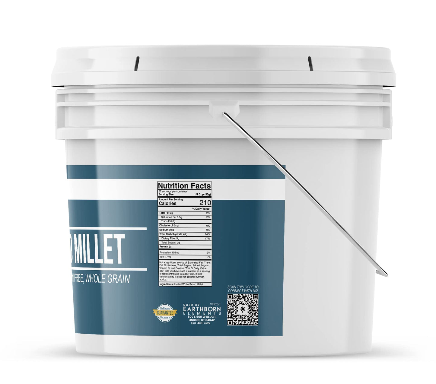 Earthborn Elements Hulled Millet, 7 lb Bucket, Ideal for Baked Goods, Cereals, Casseroles, & Side Dishes