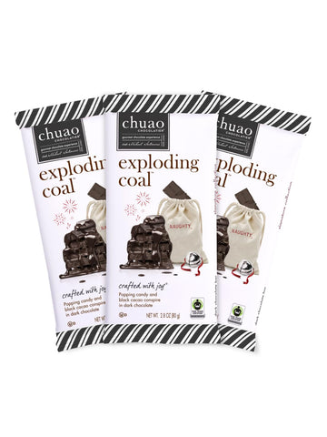 Chuao Chocolatier Exploding Coal Chocolate Bars | Gourmet Caramel Chocolate Artisan European No Preservatives | For Gift Baskets, Christmas, Valentines Day, Gifts For Women, Men, Birthday, Thank You, Care Package | 3 Pack