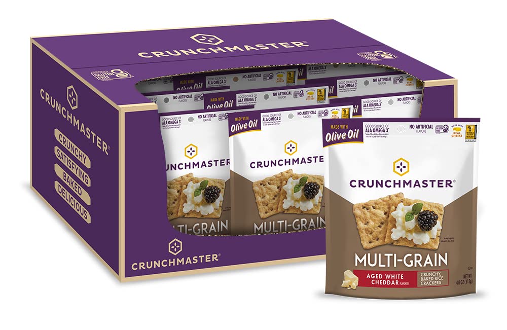 Crunchmaster Multi-Grain  ers, Aged White Cheddar, 4 Ounce (Pack of 12)