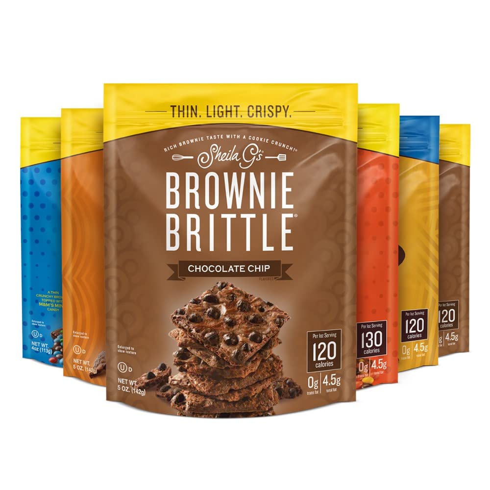 Brownie Brittle - Variety Pack Thin and Crispy Sweet Snacks (Pack of 6, 5 oz), Rich Gourmet Brownie Bites Dessert