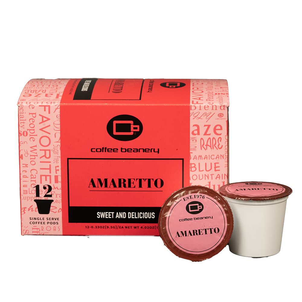 Coffee Beanery Amaretto Coffee Pods - Medium Roast Arabica - 12 Count Pack