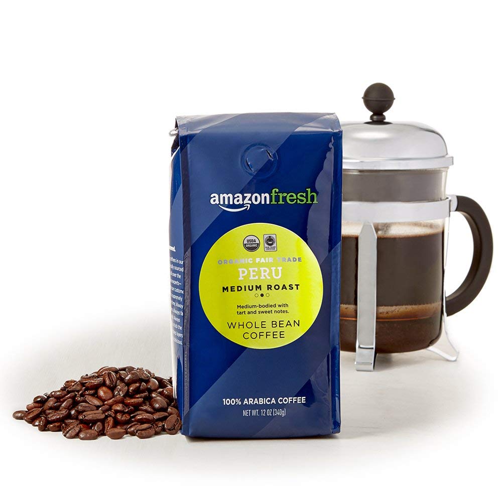 large online retailer Fresh Organic Fair Trade Whole Bean Coffee, Medium Roast, 12 Ounce (Pack of 3)