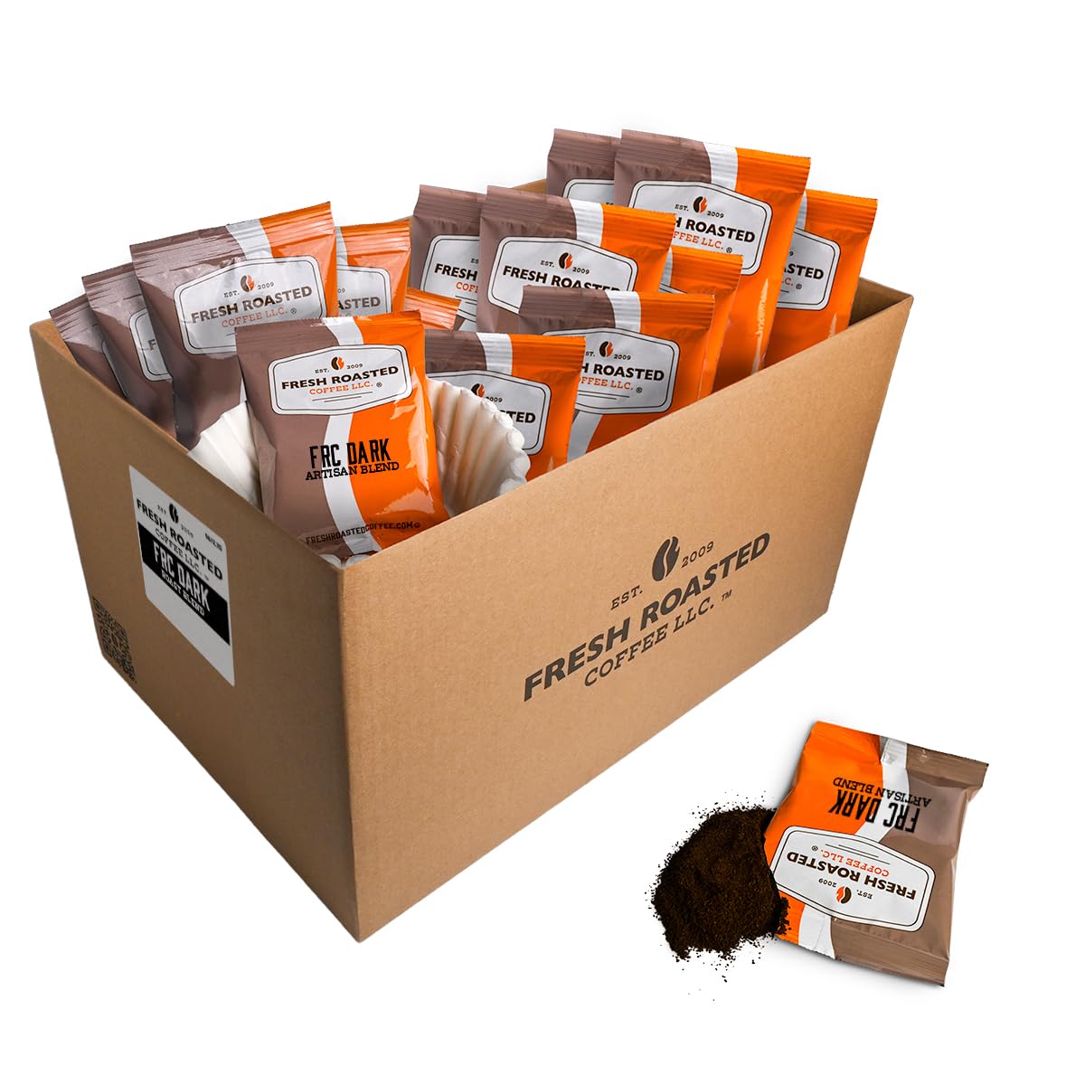 Fresh Roasted Coffee FRC Dark Roast Blend, Pre-Ground, 2.25 Ounce, 96 Count