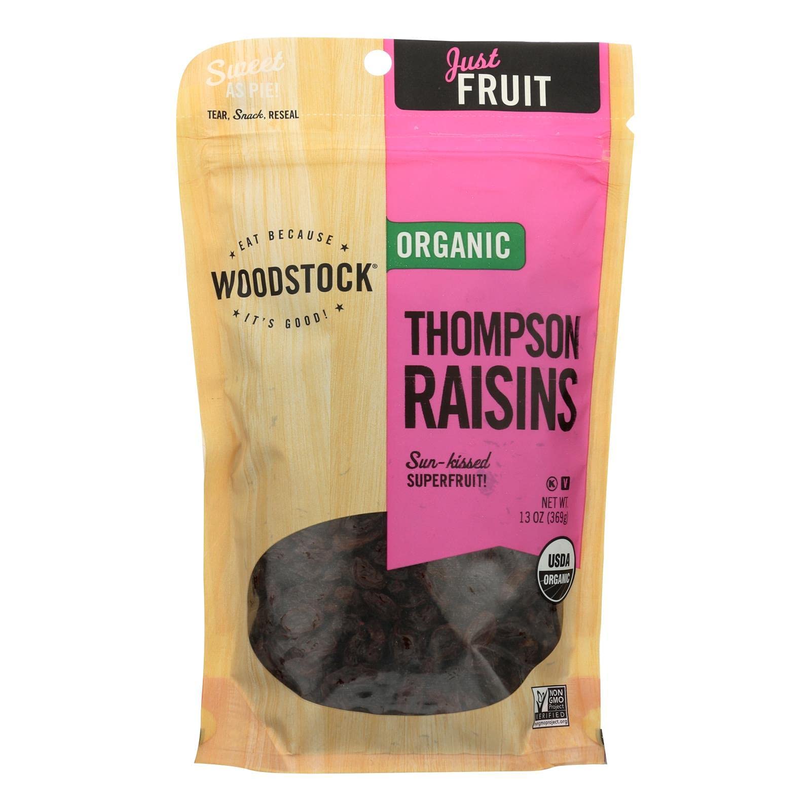 Woodstock Farms Organic Thompson Raisin 13 Ounce (Pack of 8)
