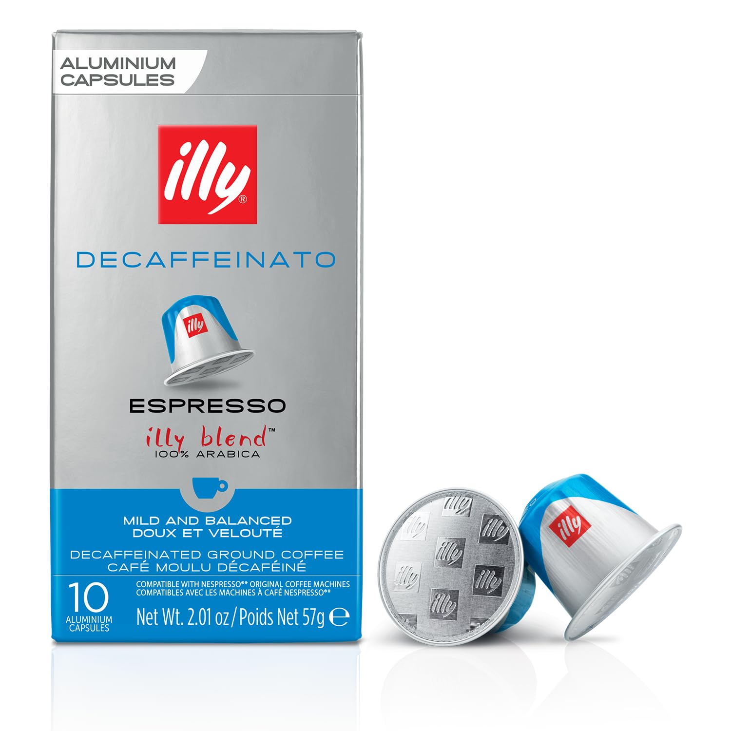 illy Aluminum Espresso Capsules - Decaf Coffee - Mild & Balanced - 10 Count Pack