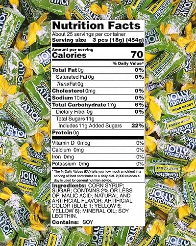 Green Apple Jolly Ranchers Hard Candy Bulk - Individually Wrapped All Green Jolly Ranchers Only - By Queen City Candy Cave (2 Po