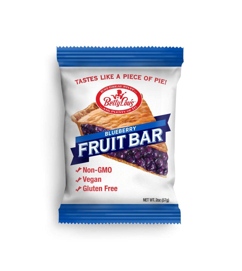 Betty Lous Fruit Bars, Blueberry Pack of 12, Gluten Free, Vegan, Non GMO, Deliciously Healthy Snacks Made with All Natural Frui