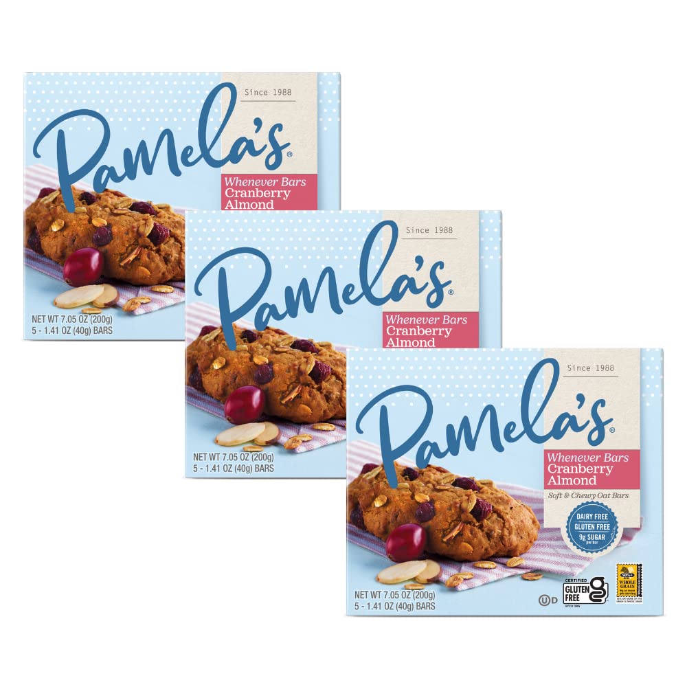Pamelas Products Gluten Free Whenever Bars (Oat Cranberry Almond, Pack - 3)