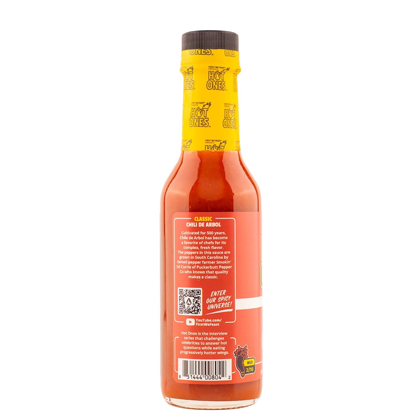 HOT ONES Hot Sauce - Classic Flavor, Made with Organic Chile De Arbol Peppers, 5 Fl Oz Bottle (3-Pack)