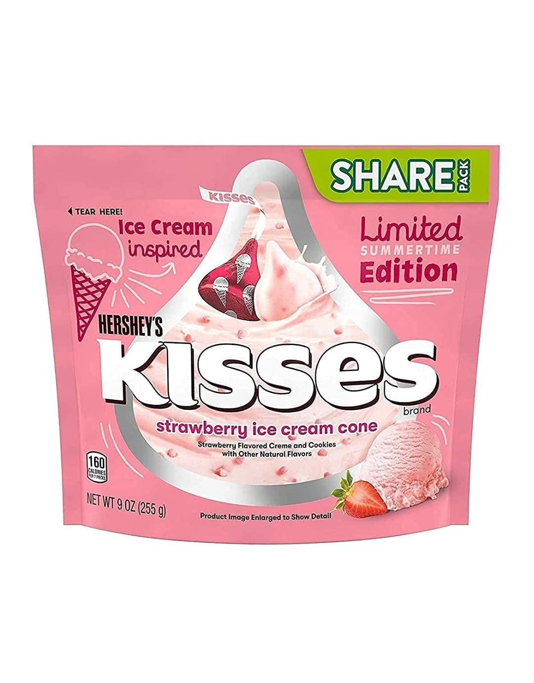 Hershey'S Strawberry Ice Cream Cone Kisses - 9-Oz. Bag Limited Summertime Edition Ice Cream Inspired