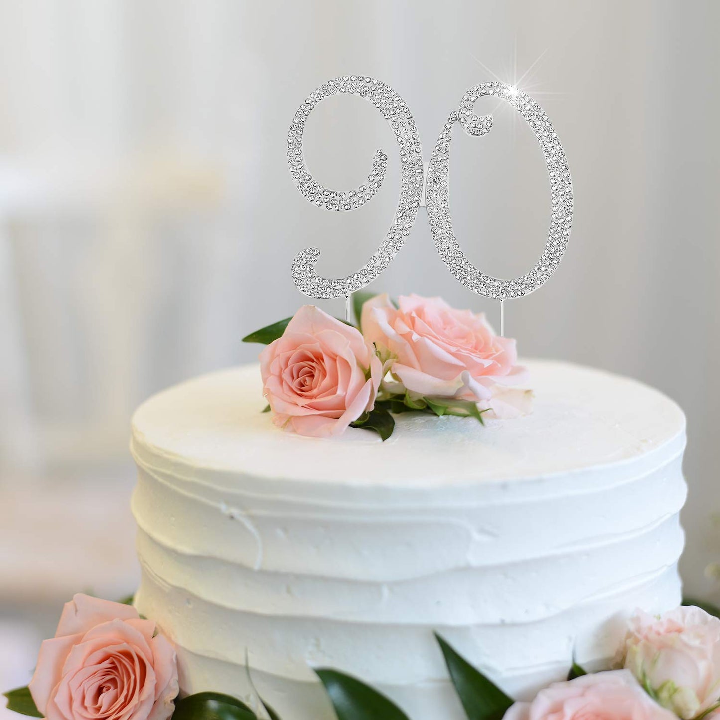 Hatcher lee Bling Crystal 90th Birthday Cake Topper - Silver Keepspirit-inspired flavor Decoration, Model HCL-035