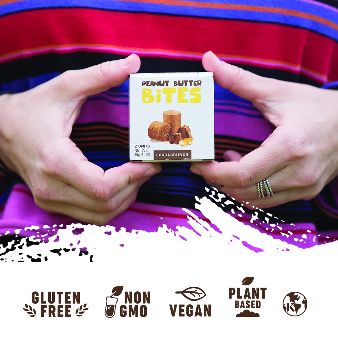 PASOKIN | Cocoa Crunch Natural Peanut Butter Bites | Kosher, Gluten Free, Vegan, Protein Snack | Crunchy and Creamy | Chocolate