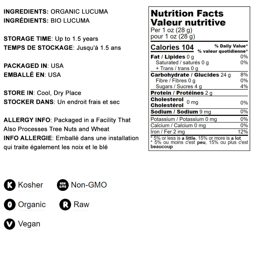 Food To Live Organic Lucuma Powder, 8 Ounces - Raw, Non-Gmo, 100% Pure, Non-Irradiated, No Additives, Paleo, Keto, Vegan Superfo