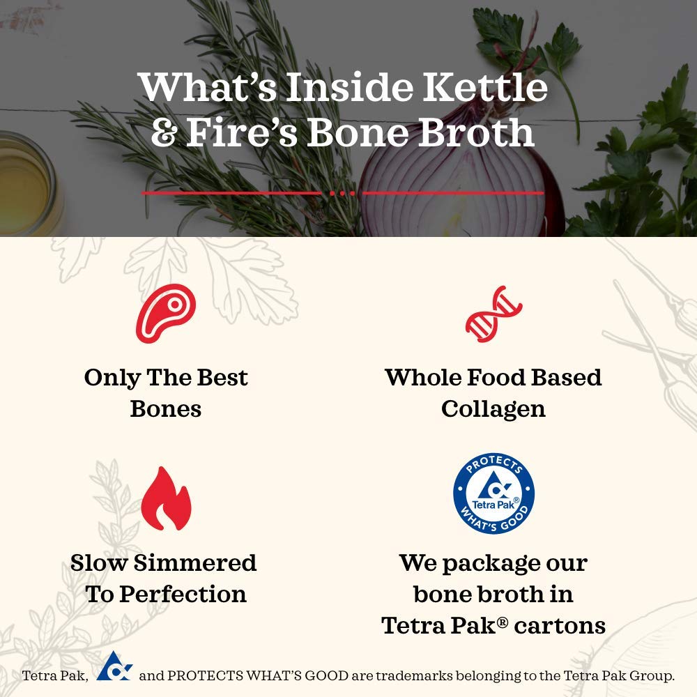 Kettle & Fire Chicken Bone Broth, Keto & Paleo, Gluten Free, High Protein, 16.9 Fl Oz (Pack of 3)