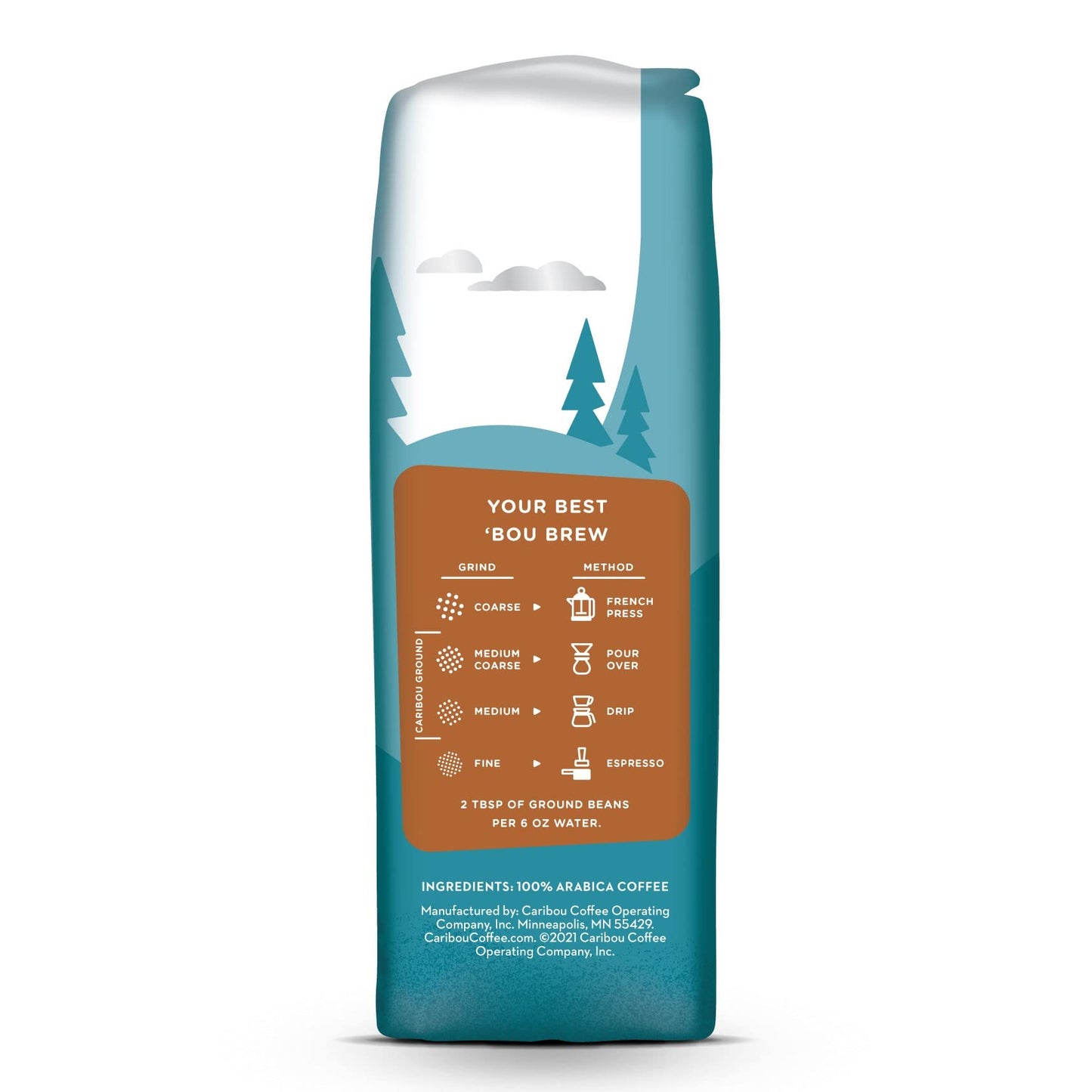 Caribou Coffee, Dark Roast Ground Coffee - Mahogany Blend 72 Ounces (6 Bags of 12 Ounces)