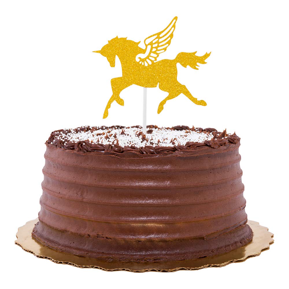 Restaurantware Top Cake 6 X 4.3 Inch Cake Toppers 10 Unicorn Design Cake Topper Inserts - Sturdy With Glitter Detail Gold Paper Cake Decoration Birthday Baby Shower Wedding Supplies