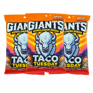Giants Taco Tuesday Sunflower Seeds - Sunflower Seeds To Eat  High Protein Snack  Zesty Taco Seasoning  Source Of Vitamin E & Fiber Content - 5 Oz Resealable Bags (Pack Of 3)
