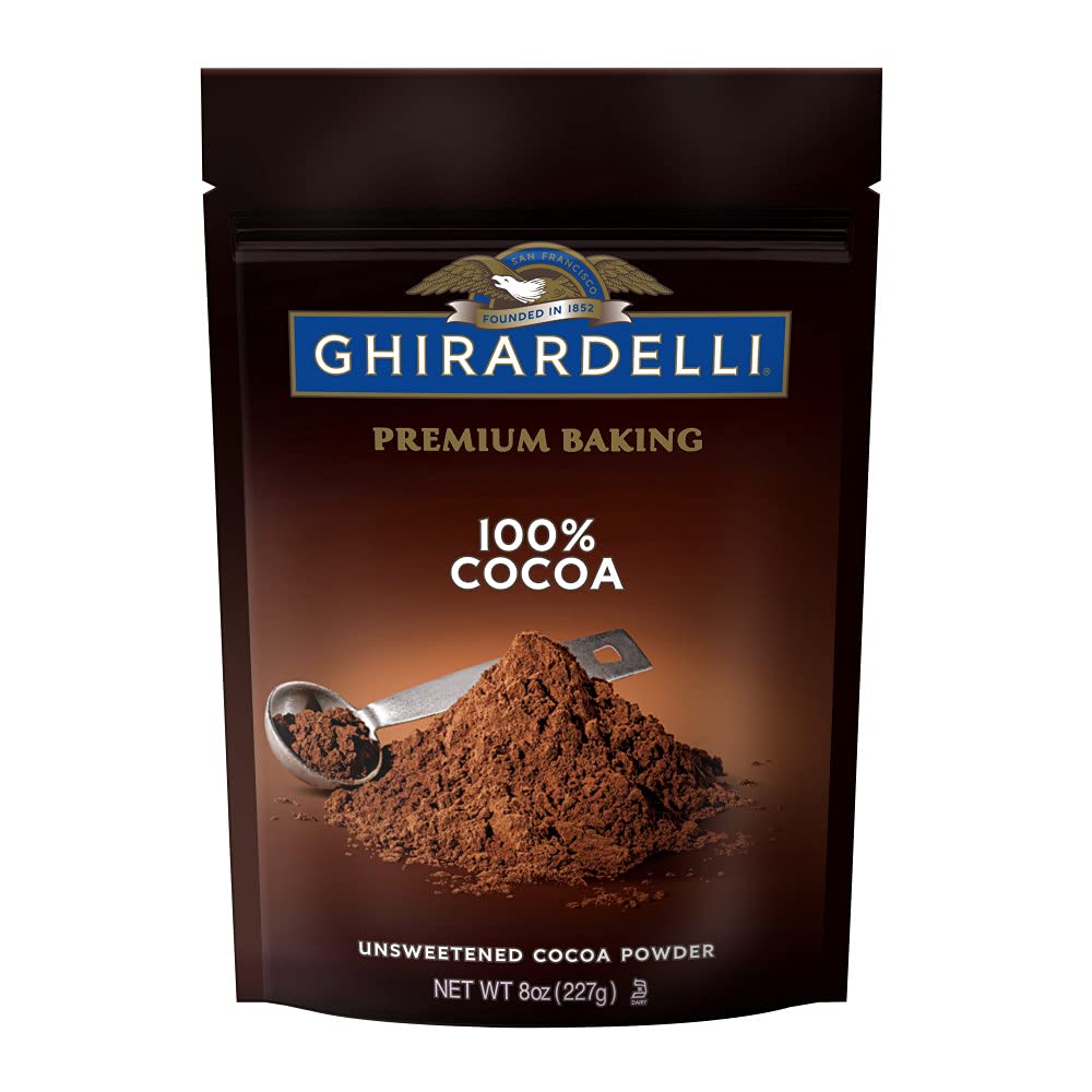Ghirardelli Premium Baking Cocoa Unsweetened Cocoa Powder, 8 OZ Bag, Rich Brown