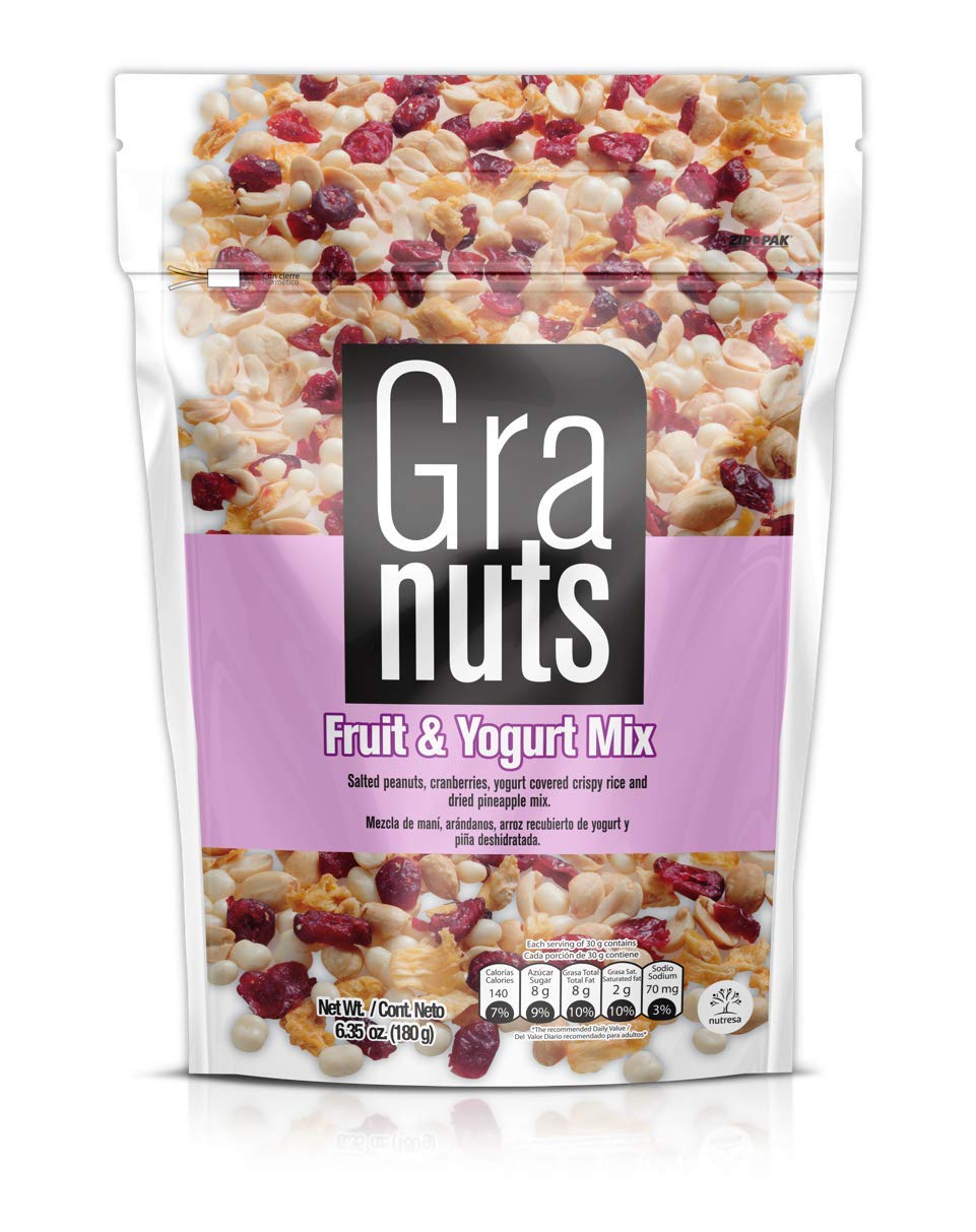 Granuts Fruit & Yogurt Mix Family Pack | Crispy, Yogurt-Covered Rice | Peanuts, Cranberries, & Pineapple | Delicious Snack | 6.3