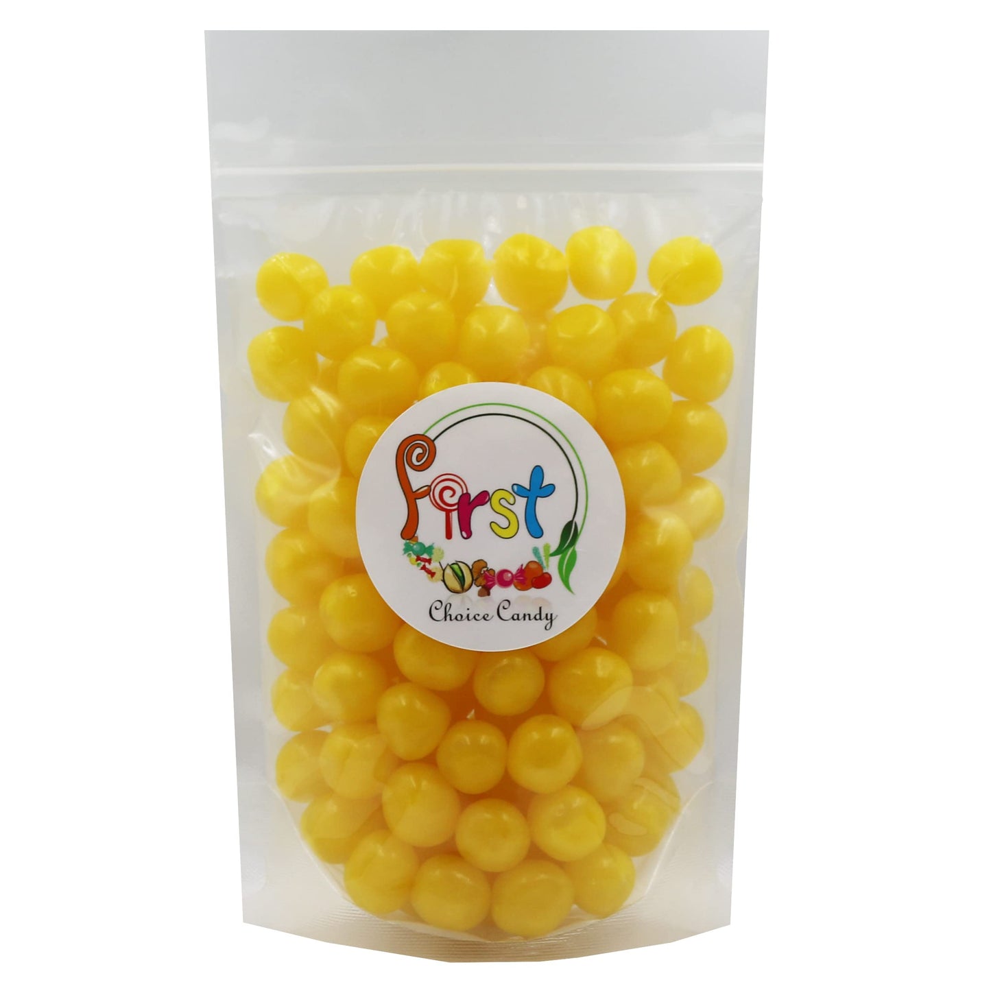Sour Chewy Fruit Candy Balls (Yellow Lemon, 1 Pound)
