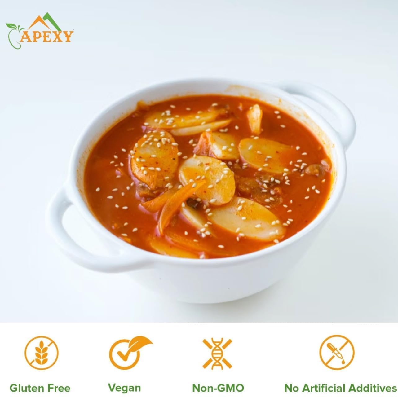APEXY Tteokbokkik Rice Cake, Chewy Korean Snack, Vegan, Gluten Free, 42.32 oz (Pack of 1)