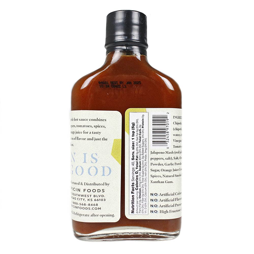 Chipotle Pepper Hot Sauce - 7Oz Bottle - Made In Usa With Jalapeno & Chipotle Peppers - All Natural Ingredients, Non-Gmo, Gluten