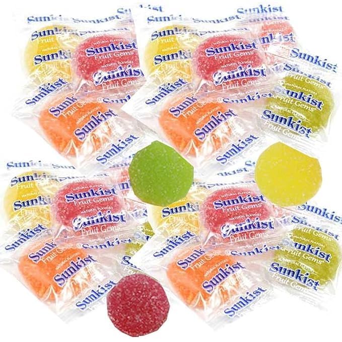 Sun Kist Fruit Gems 1.5-Lbs Klub Bulk Snacks Individually Wrapped- Assorted Flavors Soft Sugar Dusted-Bulk Candy Made With Real