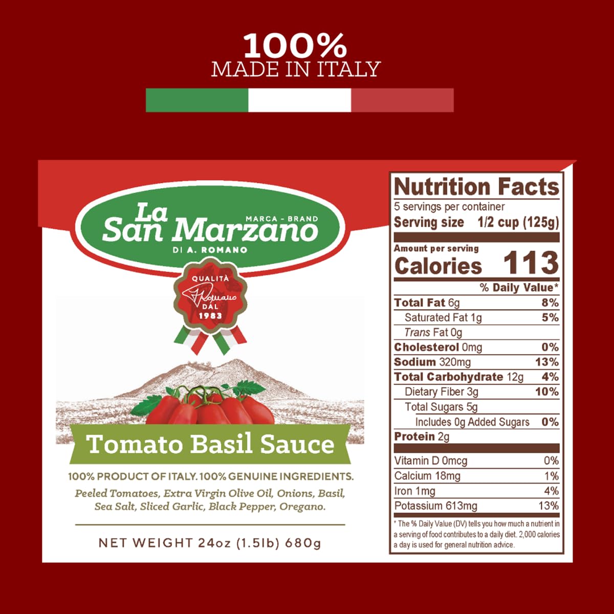 La San Marzano Pasta Sauce Variety Pack, Tomato Basil, Arrabiata, Marinara, 24 oz each, All Natural, Vegan, Gluten Free, 3 Pack