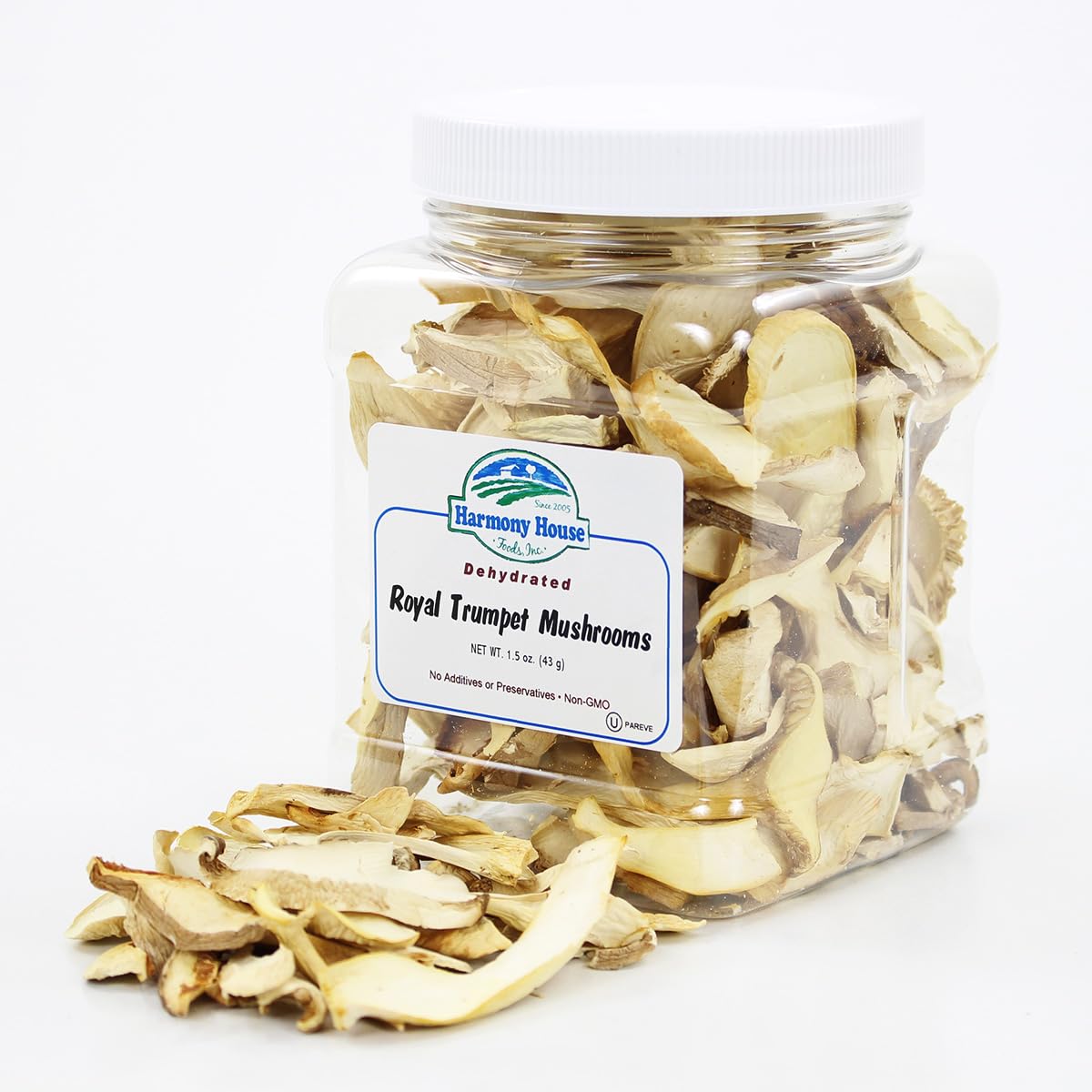 Harmony House Dried Royal Tspirit-inspired flavorpet Mushrooms, 1.5 oz Quart Size Jar