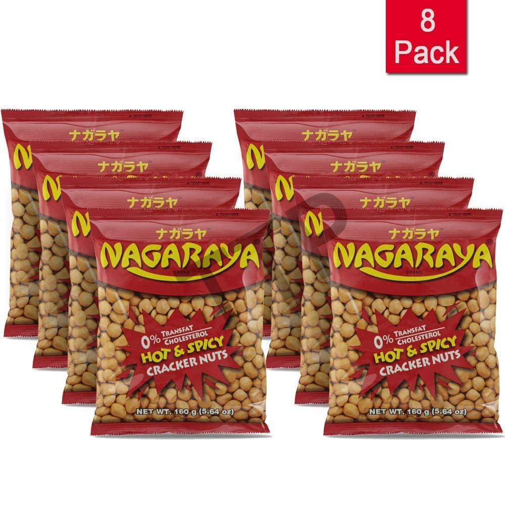 Nagaraya Snack Cracker Nuts, Hot/Spicy, 5.64-Ounce (Pack of 8)