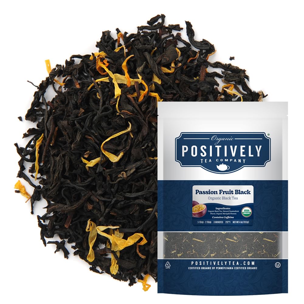 Organic Positively Tea Company Passion Fruit Black Tea Loose Leaf 4 Ounce