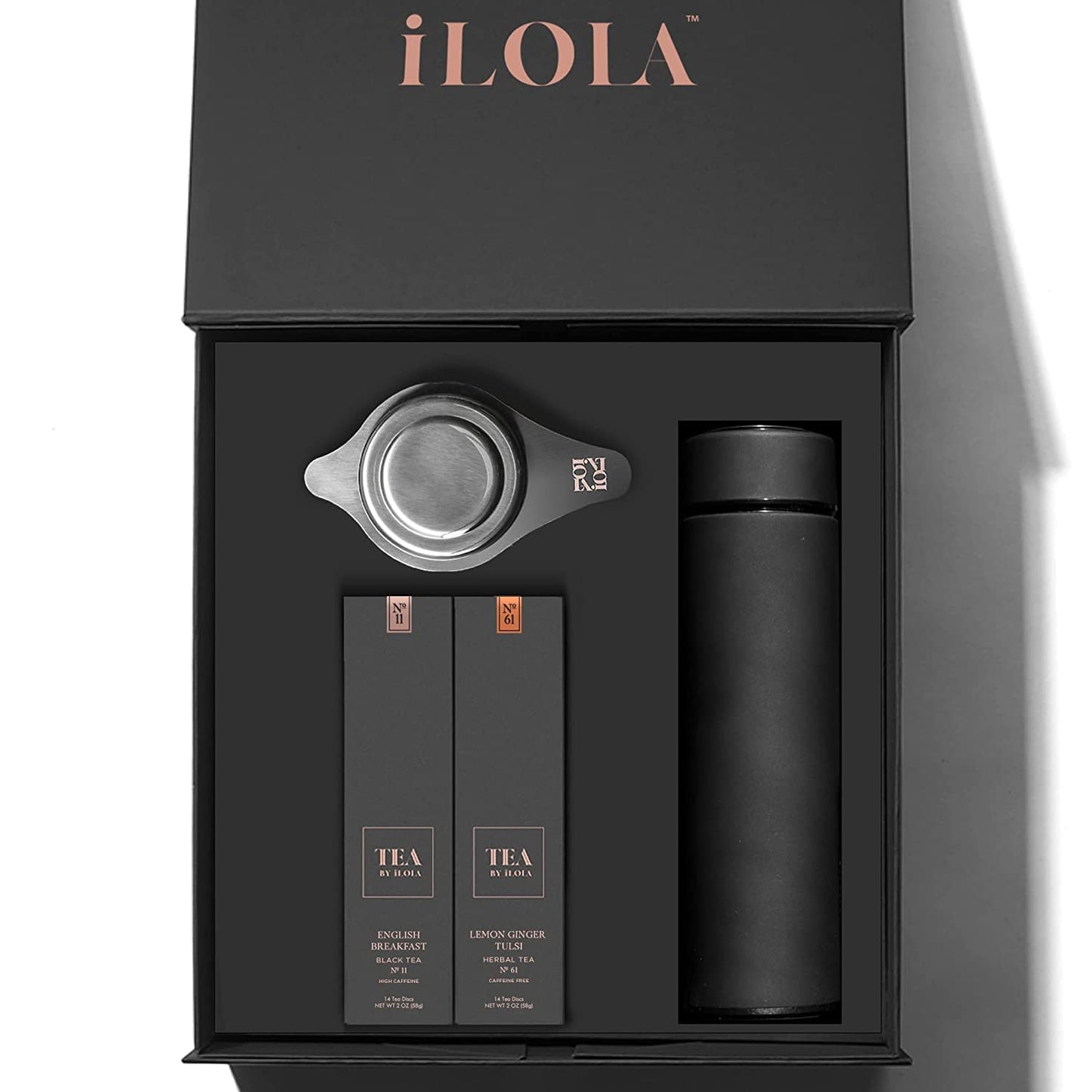 iLOLA Tea Disc Essentials Box Set - Includes Thermos, Infuser, English Breakfast & Lemon Ginger Tulsi Organic Loose Leaf Tea