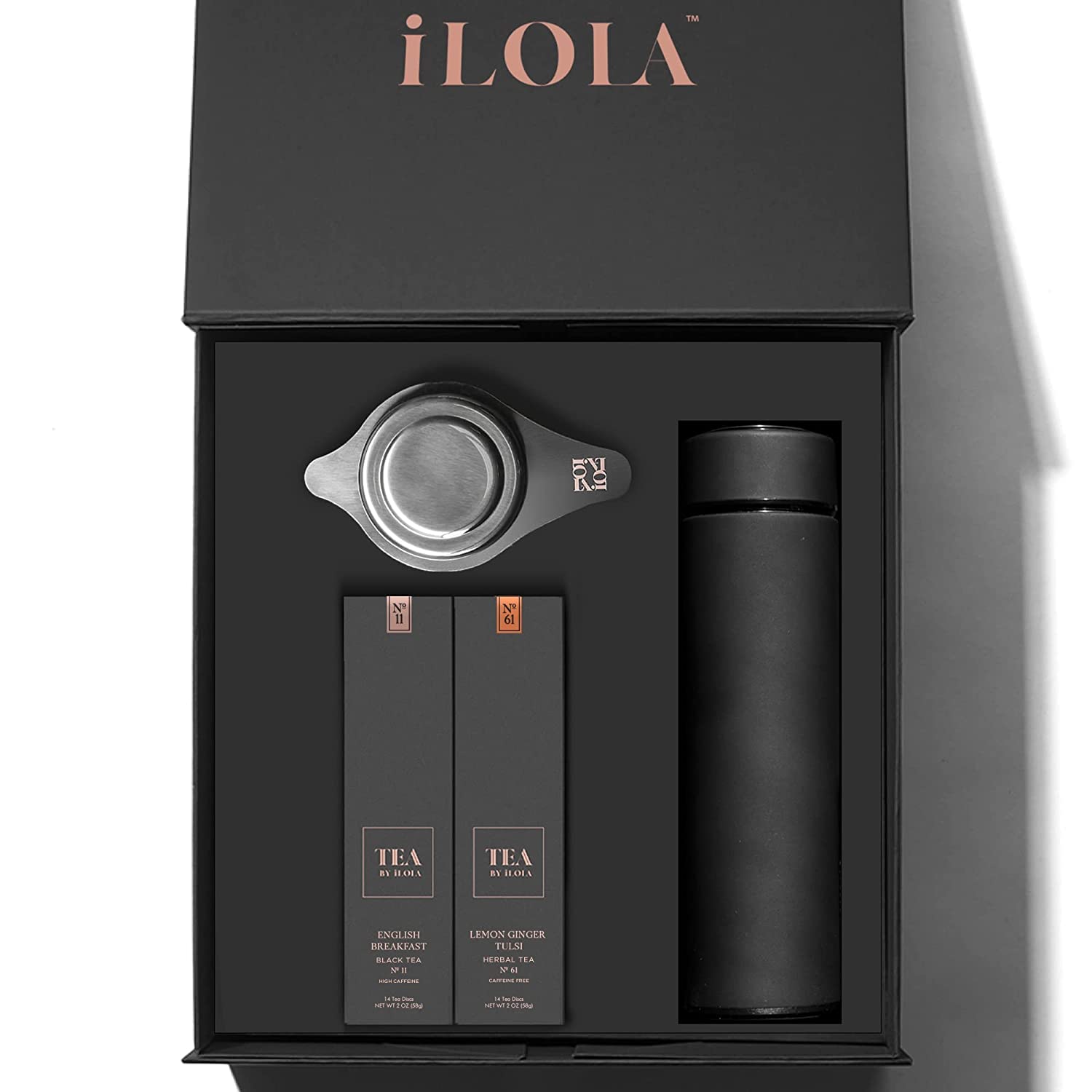 iLOLA Tea Disc Essentials Box Set - Includes Thermos, Infuser, English Breakfast & Lemon Ginger Tulsi Organic Loose Leaf Tea