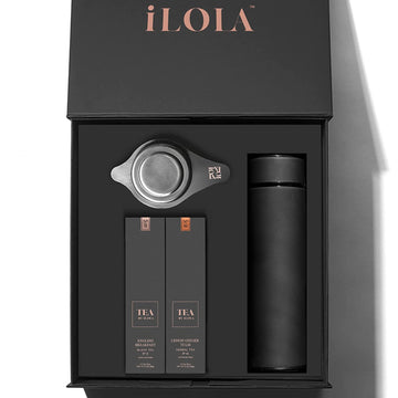 iLOLA Tea Disc Essentials Box Set - Includes Thermos, Infuser, English Breakfast & Lemon Ginger Tulsi Organic Loose Leaf Tea