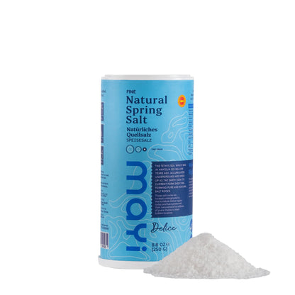 MAYI Ancient Natural Spring Fine Ground Salt Shaker 8.8 oz - Hand-Harvested, Kosher, Microplastic-Free, Mineral-Rich, Chemical-F