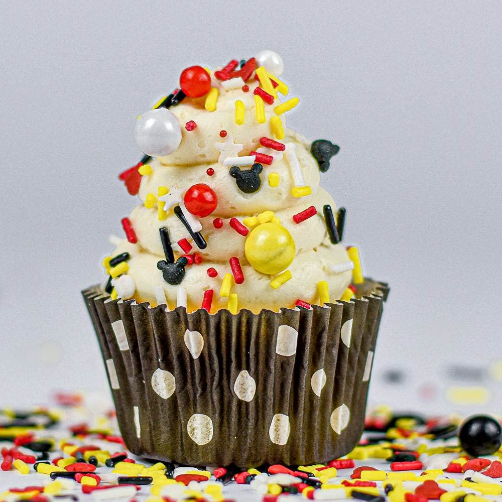Sweets &   Boutique Mickey Sprinkles - Edible Cake Decoration Toppings, 4 Ounce, Red Black White Yellow, Mouse House