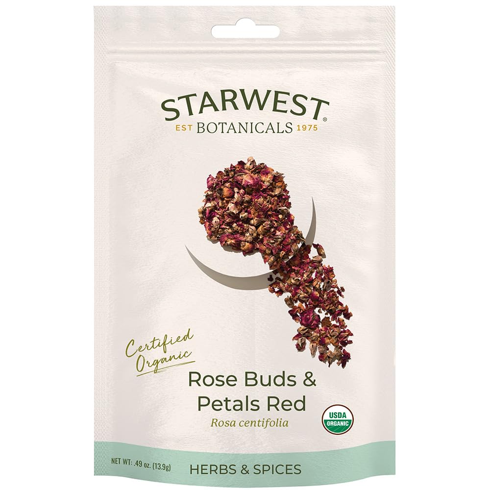 Starwest Botanicals Organic Rose Buds & Petals, 0.49 oz, Eco-Friendly