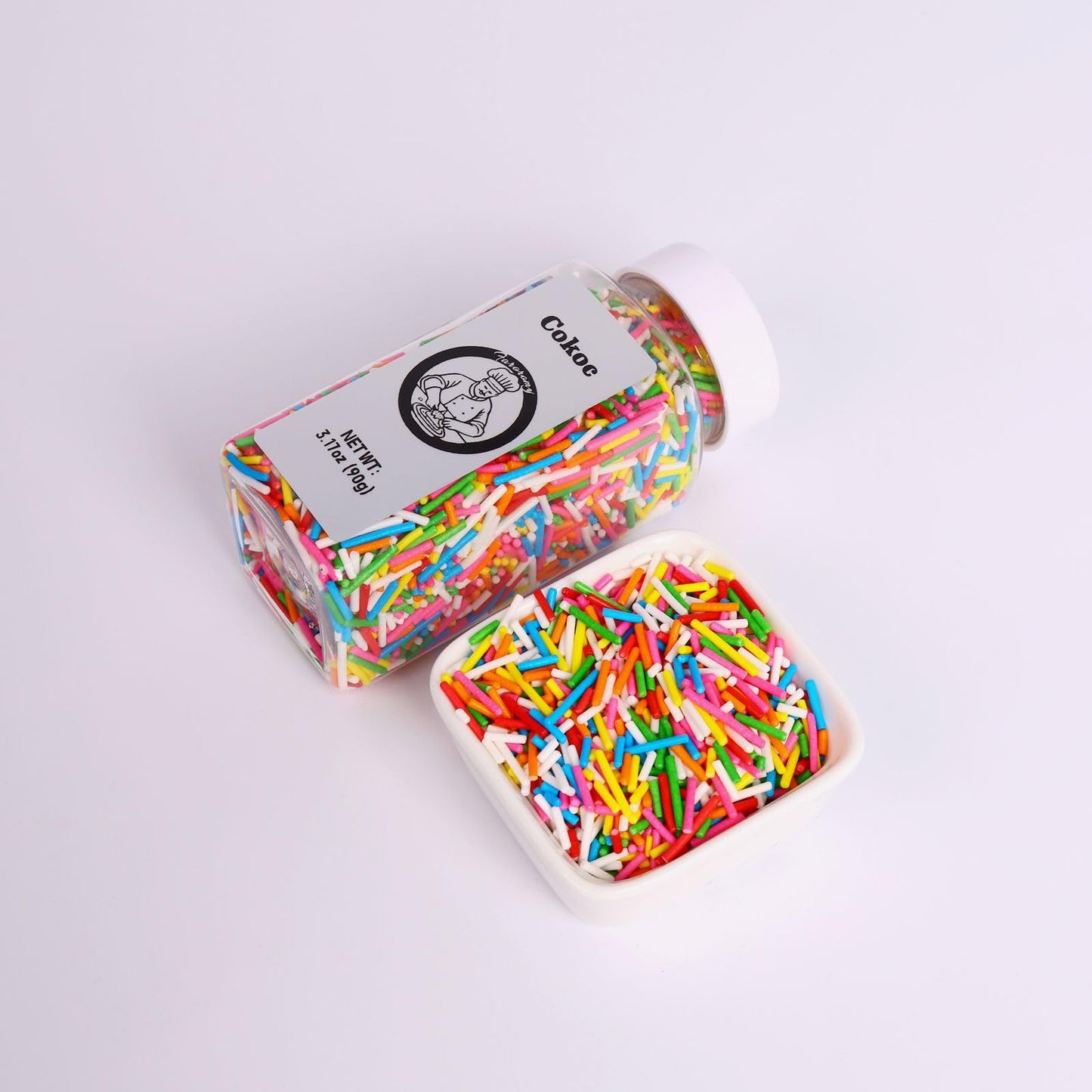 Cokoc Rainbow Jimmies Sprinkles - Soft Edible Rainbow Sprinkles for Cake Decorating & Ice Cream Toppings, 3.17oz