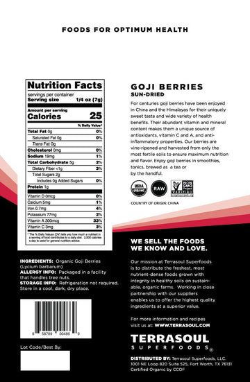 Terrasoul Superfoods Organic Goji Berries, 5 Lbs (5 Pack) - Large Size | Chewy Texture | Premium Quality | Lab-Tested