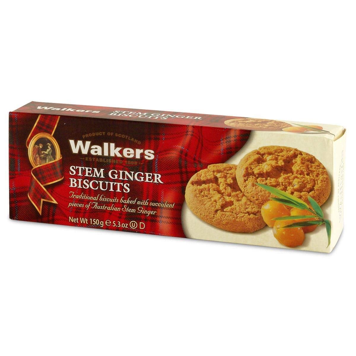Walkers Shortbread Stem Ginger Cookies, 5.3 Ounce - 12 per case.